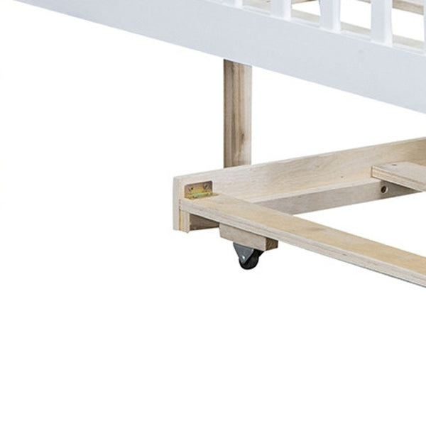 HomeRoots White Wood Full Daybed Frame with Trundle – Timeless Design, Versatile Comfort & Easy Storage Solution 606961