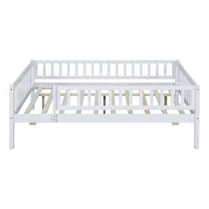 HomeRoots White Wood Full Daybed Frame with Trundle – Timeless Design, Versatile Comfort & Easy Storage Solution 606961