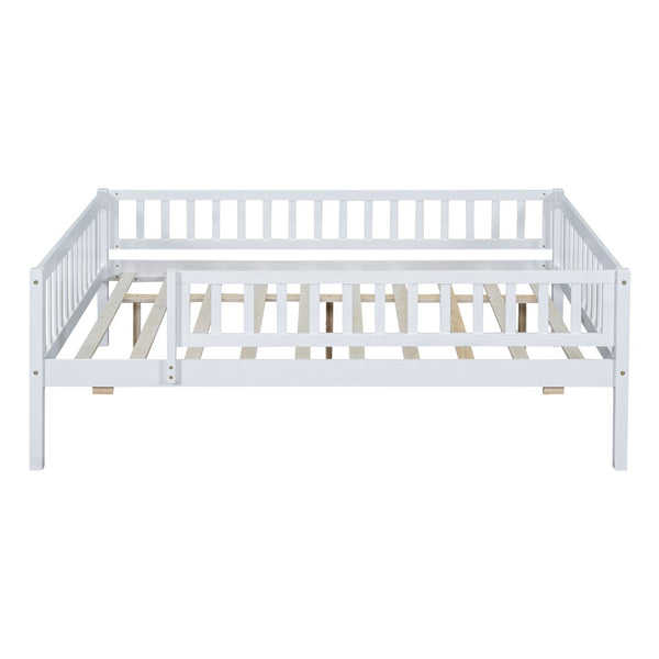 HomeRoots White Wood Full Daybed Frame with Trundle – Timeless Design, Versatile Comfort & Easy Storage Solution 606961