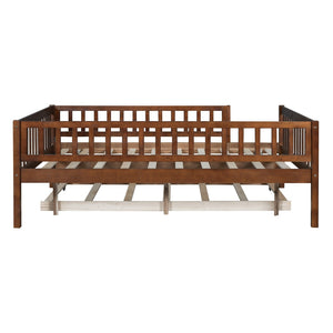 HomeRoots Walnut Wood Full Day Bed with Trundle – Elegant, Versatile Seating & Sleeping Solution for Any Space 606962
