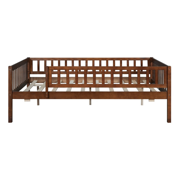 HomeRoots Walnut Wood Full Day Bed with Trundle – Elegant, Versatile Seating & Sleeping Solution for Any Space 606962