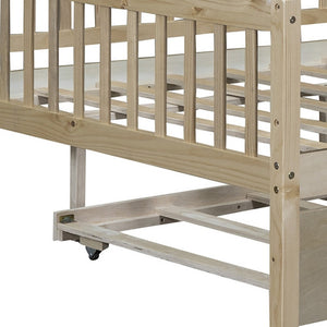 HomeRoots Natural Wood Full Daybed Frame with Trundle - Stylish, Durable Design for Versatile Guest Spaces 606963