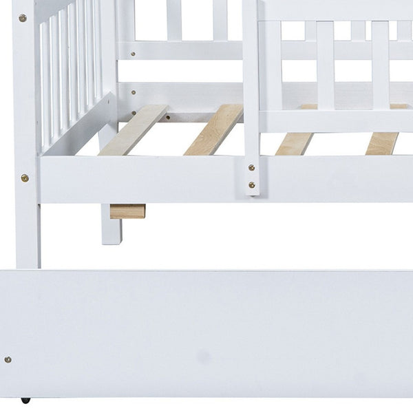 HomeRoots White Wood Twin Daybed Frame with Storage Drawers - Stylish, Durable Design for Versatile Use 606965