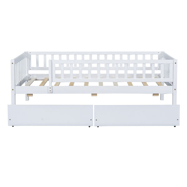 HomeRoots White Wood Twin Daybed Frame with Storage Drawers - Stylish, Durable Design for Versatile Use 606965
