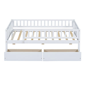 HomeRoots White Wood Twin Daybed Frame with Storage Drawers - Stylish, Durable Design for Versatile Use 606965