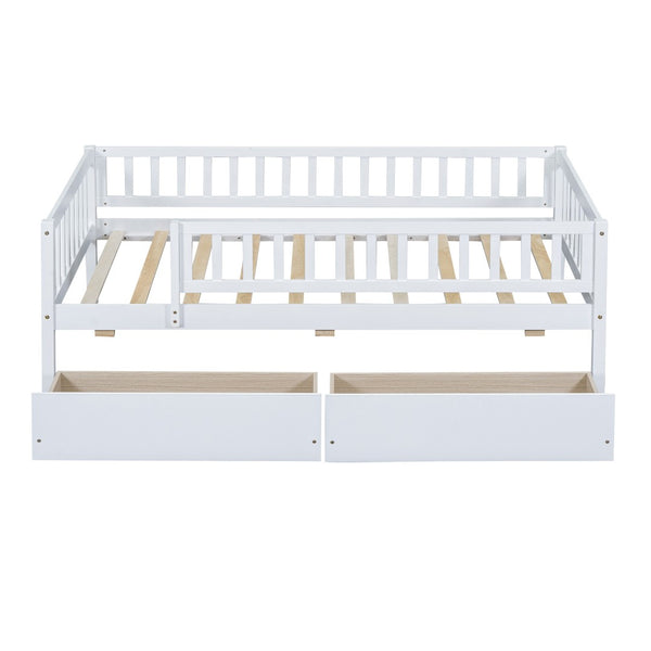 HomeRoots White Wood Twin Daybed Frame with Storage Drawers - Stylish, Durable Design for Versatile Use 606965