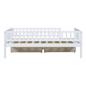 HomeRoots White Wood Twin Daybed Frame with Storage Drawers - Stylish, Durable Design for Versatile Use 606965