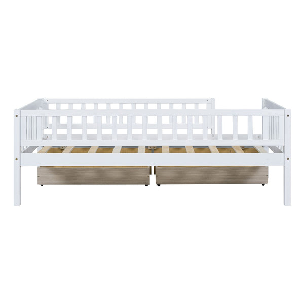 HomeRoots White Wood Twin Daybed Frame with Storage Drawers - Stylish, Durable Design for Versatile Use 606965