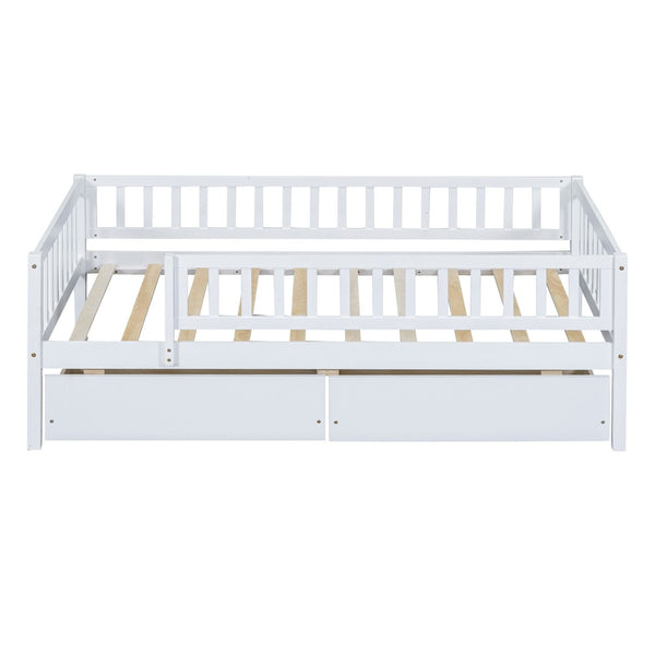 HomeRoots White Wood Twin Daybed Frame with Storage Drawers - Stylish, Durable Design for Versatile Use 606965