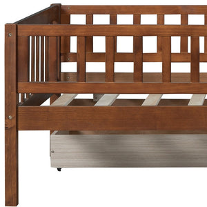 HomeRoots Walnut Twin Daybed Frame with Drawers - Elegant Storage Solution for Compact Spaces & Kids' Rooms 606966