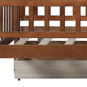 HomeRoots Walnut Twin Daybed Frame with Drawers - Elegant Storage Solution for Compact Spaces & Kids' Rooms 606966