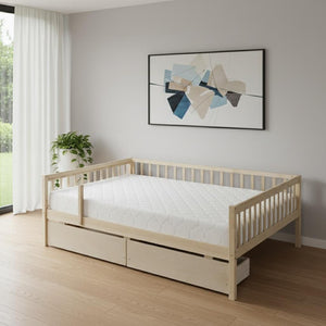 HomeRoots Natural Wood Full Daybed Frame with Storage Drawers – Stylish, Durable, and Space-Saving Design! 606970