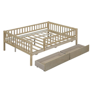 HomeRoots Natural Wood Full Daybed Frame with Storage Drawers – Stylish, Durable, and Space-Saving Design! 606970