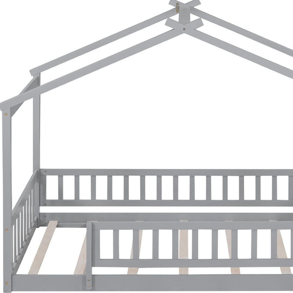 HomeRoots Gray Wood Twin Bed Frame - Contemporary Design, Sturdy Support & Stylish Comfort for Every Bedroom 606971