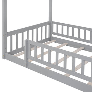 HomeRoots Gray Wood Twin Bed Frame - Contemporary Design, Sturdy Support & Stylish Comfort for Every Bedroom 606971