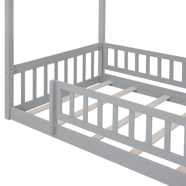 HomeRoots Gray Wood Twin Bed Frame - Contemporary Design, Sturdy Support & Stylish Comfort for Every Bedroom 606971