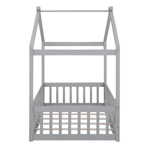 HomeRoots Gray Wood Twin Bed Frame - Contemporary Design, Sturdy Support & Stylish Comfort for Every Bedroom 606971