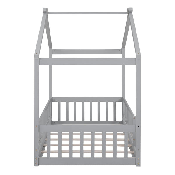 HomeRoots Gray Wood Twin Bed Frame - Contemporary Design, Sturdy Support & Stylish Comfort for Every Bedroom 606971