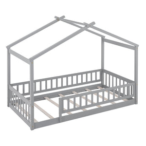 HomeRoots Gray Wood Twin Bed Frame - Contemporary Design, Sturdy Support & Stylish Comfort for Every Bedroom 606971