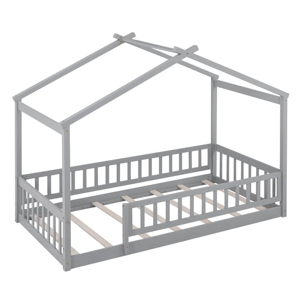 HomeRoots Gray Wood Twin Bed Frame - Contemporary Design, Sturdy Support & Stylish Comfort for Every Bedroom 606971