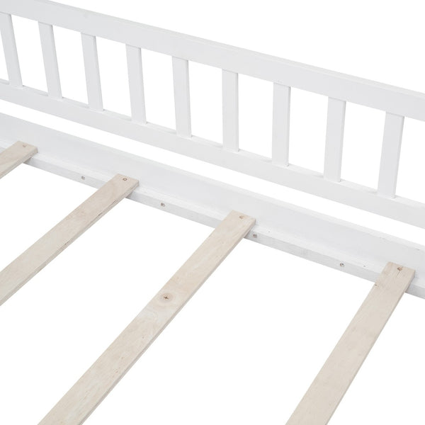 HomeRoots White Wood Twin Bed Frame - Modern Design, Durable Support, No Box Spring Needed, 450 lb Capacity 606972