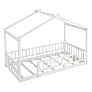 HomeRoots White Wood Twin Bed Frame - Modern Design, Durable Support, No Box Spring Needed, 450 lb Capacity 606972