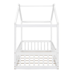 HomeRoots White Wood Twin Bed Frame - Modern Design, Durable Support, No Box Spring Needed, 450 lb Capacity 606972