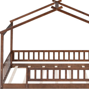 HomeRoots Walnut Wood Twin Bed Frame – Stylish Platform Design with Sturdy Slats for Ultimate Comfort & Durability 606973