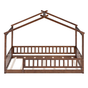 HomeRoots Walnut Wood Twin Bed Frame – Stylish Platform Design with Sturdy Slats for Ultimate Comfort & Durability 606973