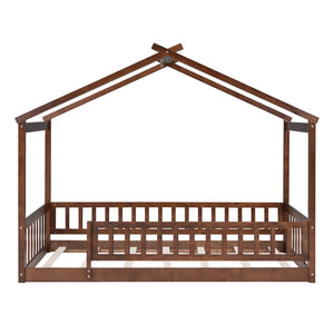HomeRoots Walnut Wood Twin Bed Frame – Stylish Platform Design with Sturdy Slats for Ultimate Comfort & Durability 606973