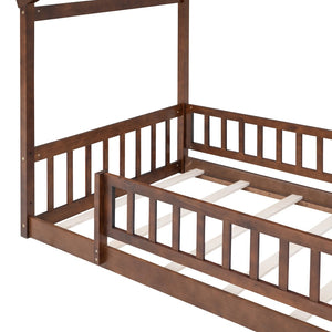 HomeRoots Walnut Wood Twin Bed Frame – Stylish Platform Design with Sturdy Slats for Ultimate Comfort & Durability 606973