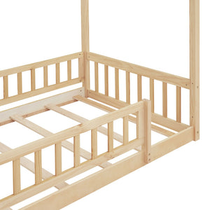 HomeRoots Natural Wood Twin Bed Frame - Modern, Sturdy Platform Design with Durable Support for Cozy Comfort 606974
