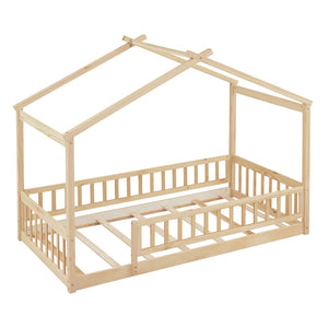 HomeRoots Natural Wood Twin Bed Frame - Modern, Sturdy Platform Design with Durable Support for Cozy Comfort 606974