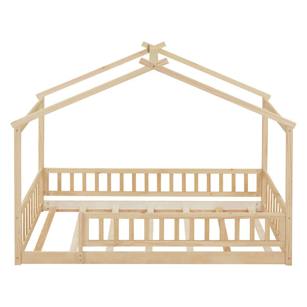 HomeRoots Natural Wood Twin Bed Frame - Modern, Sturdy Platform Design with Durable Support for Cozy Comfort 606974