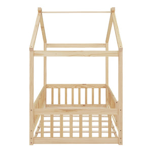 HomeRoots Natural Wood Twin Bed Frame - Modern, Sturdy Platform Design with Durable Support for Cozy Comfort 606974