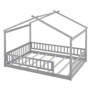 HomeRoots Gray Wood Full Bed Frame - Contemporary Platform Design for Modern Bedrooms, 450 lbs Capacity 606975