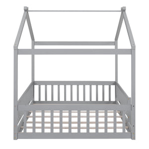 HomeRoots Gray Wood Full Bed Frame - Contemporary Platform Design for Modern Bedrooms, 450 lbs Capacity 606975