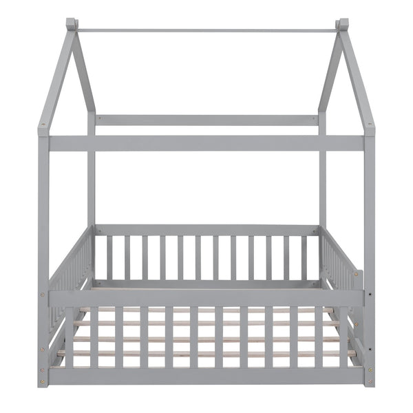 HomeRoots Gray Wood Full Bed Frame - Contemporary Platform Design for Modern Bedrooms, 450 lbs Capacity 606975