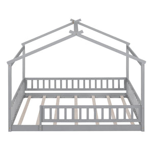 HomeRoots Gray Wood Full Bed Frame - Contemporary Platform Design for Modern Bedrooms, 450 lbs Capacity 606975