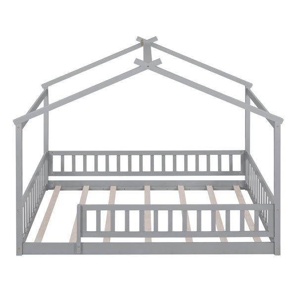 HomeRoots Gray Wood Full Bed Frame - Contemporary Platform Design for Modern Bedrooms, 450 lbs Capacity 606975