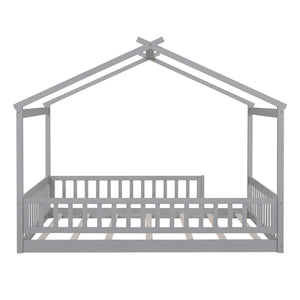 HomeRoots Gray Wood Full Bed Frame - Contemporary Platform Design for Modern Bedrooms, 450 lbs Capacity 606975
