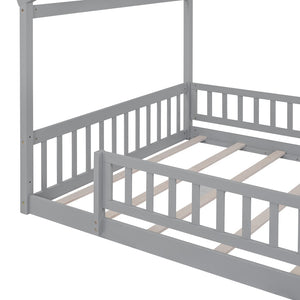 HomeRoots Gray Wood Full Bed Frame - Contemporary Platform Design for Modern Bedrooms, 450 lbs Capacity 606975