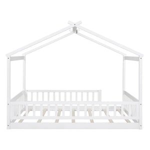 HomeRoots White Wood Full Bed Frame - Stylish Platform Design for Modern Bedrooms, Durable & Supportive Structure 606976