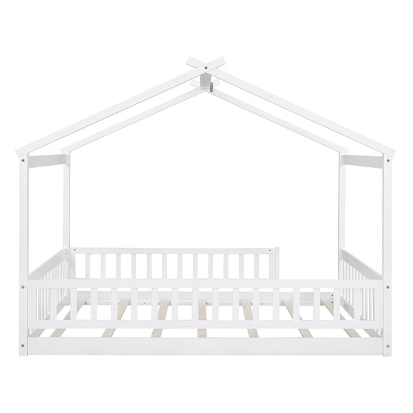HomeRoots White Wood Full Bed Frame - Stylish Platform Design for Modern Bedrooms, Durable & Supportive Structure 606976