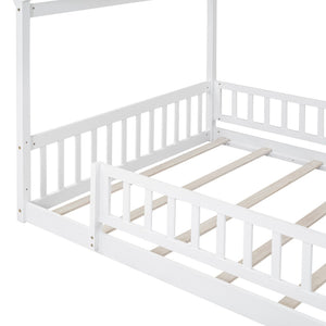HomeRoots White Wood Full Bed Frame - Stylish Platform Design for Modern Bedrooms, Durable & Supportive Structure 606976