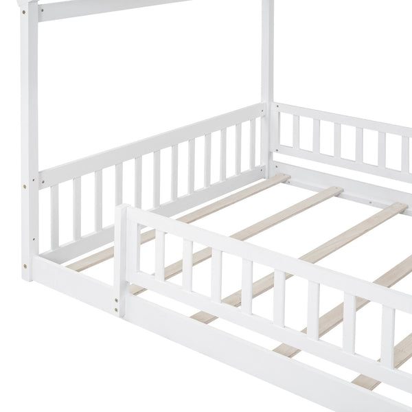 HomeRoots White Wood Full Bed Frame - Stylish Platform Design for Modern Bedrooms, Durable & Supportive Structure 606976