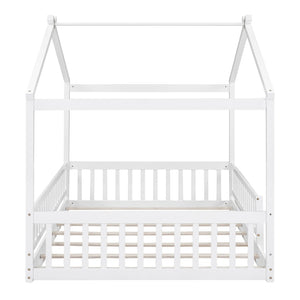 HomeRoots White Wood Full Bed Frame - Stylish Platform Design for Modern Bedrooms, Durable & Supportive Structure 606976
