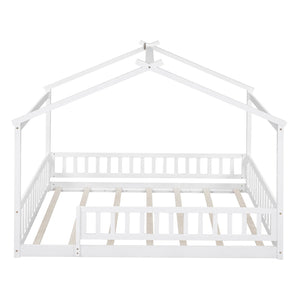 HomeRoots White Wood Full Bed Frame - Stylish Platform Design for Modern Bedrooms, Durable & Supportive Structure 606976