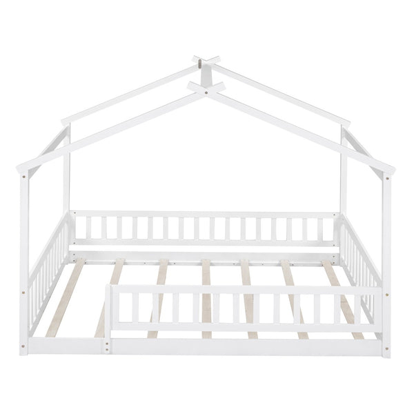HomeRoots White Wood Full Bed Frame - Stylish Platform Design for Modern Bedrooms, Durable & Supportive Structure 606976
