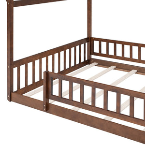 HomeRoots Walnut Wood Full Bed Frame - Modern Minimalist Design for Timeless Style & Lasting Comfort in Any Room 606977